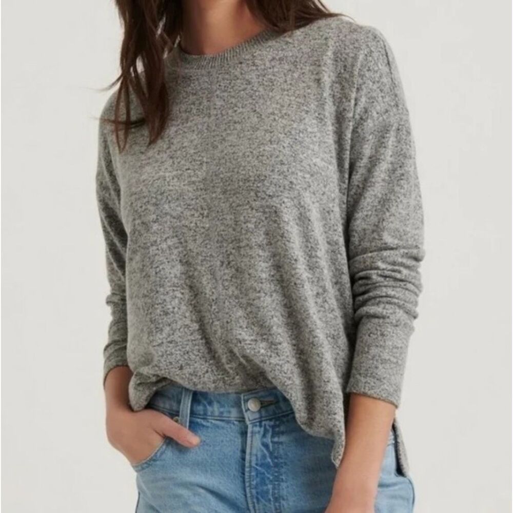 Lucky Brand Cozy Crewneck Pullover Sweater Gray